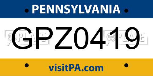 GPZ0419 Pennsylvania License Plate