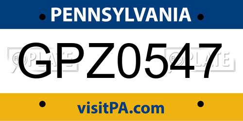 GPZ0547 Pennsylvania License Plate