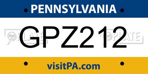 GPZ212 Pennsylvania License Plate