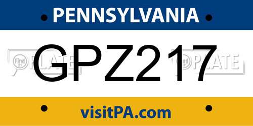 GPZ217 Pennsylvania License Plate