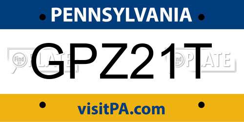 GPZ21T Pennsylvania License Plate