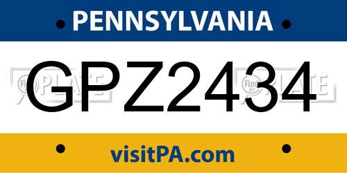 GPZ2434 Pennsylvania License Plate