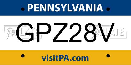 GPZ28V Pennsylvania License Plate
