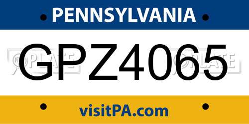 GPZ4065 Pennsylvania License Plate