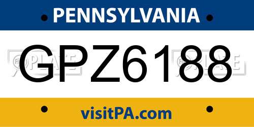 GPZ6188 Pennsylvania License Plate