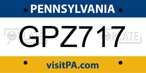 GPZ717 Pennsylvania License Plate