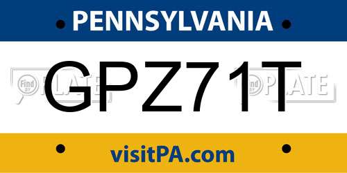 GPZ71T Pennsylvania License Plate