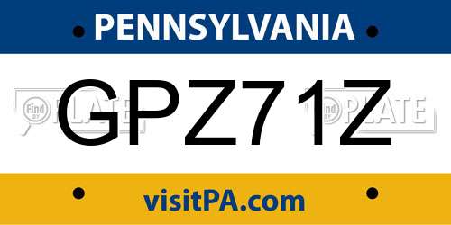 GPZ71Z Pennsylvania License Plate