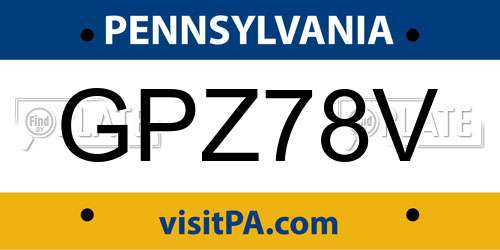 GPZ78V Pennsylvania License Plate