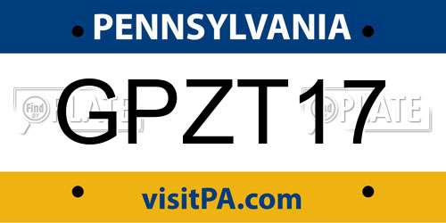 GPZT17 Pennsylvania License Plate