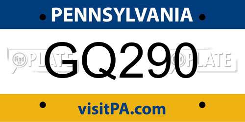GQ290 Pennsylvania License Plate