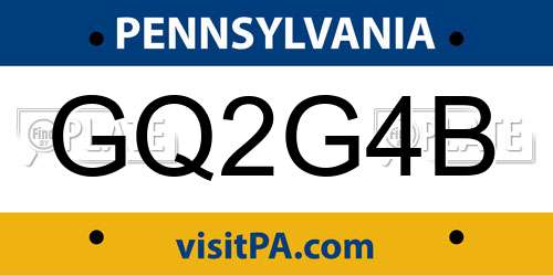 GQ2G4B Pennsylvania License Plate