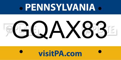 GQAX83 Pennsylvania License Plate