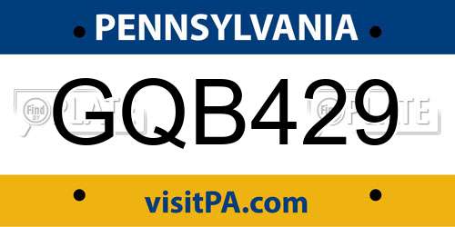 GQB429 Pennsylvania License Plate