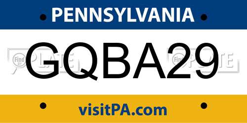 GQBA29 Pennsylvania License Plate