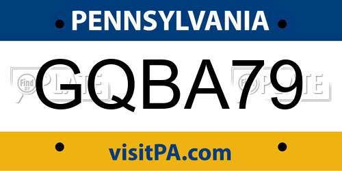GQBA79 Pennsylvania License Plate