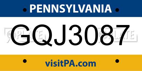 GQJ3087 Pennsylvania License Plate