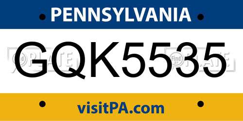 GQK5535 Pennsylvania License Plate