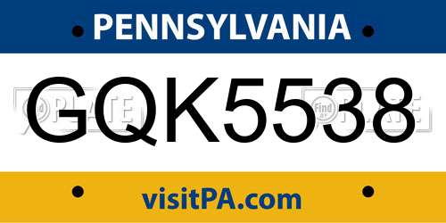GQK5538 Pennsylvania License Plate