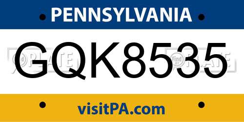 GQK8535 Pennsylvania License Plate