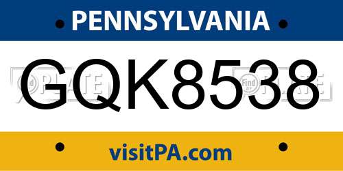 GQK8538 Pennsylvania License Plate
