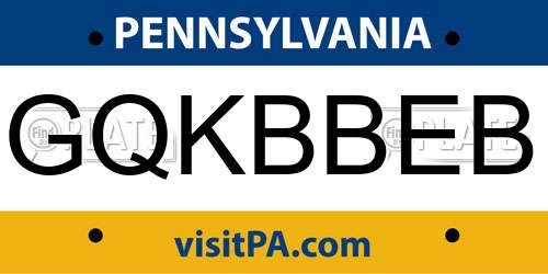 GQKBBEB Pennsylvania License Plate
