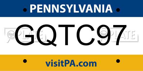 GQTC97 Pennsylvania License Plate