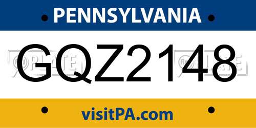 GQZ2148 Pennsylvania License Plate