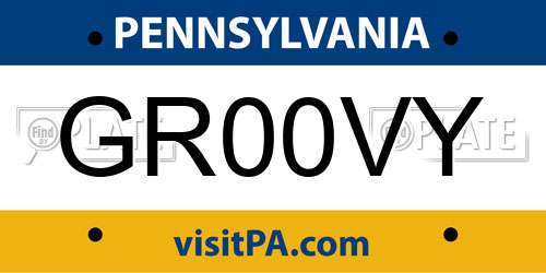 GR00VY Pennsylvania License Plate