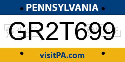 GR2T699 Pennsylvania License Plate