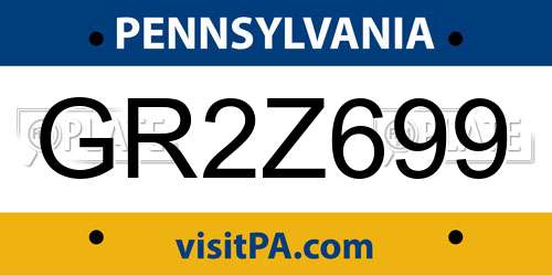 GR2Z699 Pennsylvania License Plate