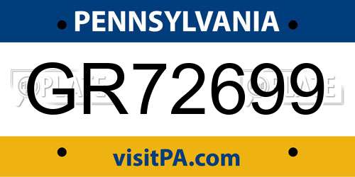 GR72699 Pennsylvania License Plate