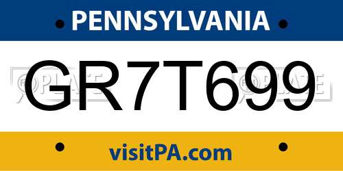 GR7T699 Pennsylvania License Plate