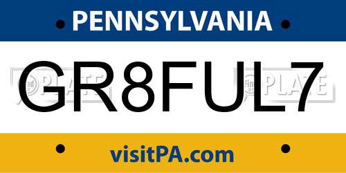 GR8FUL7 Pennsylvania License Plate