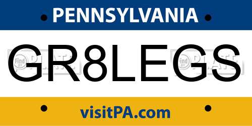 GR8LEGS Pennsylvania License Plate