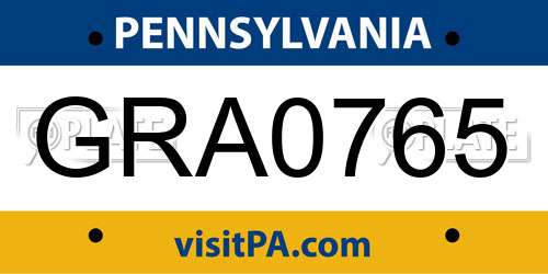 GRA0765 Pennsylvania License Plate