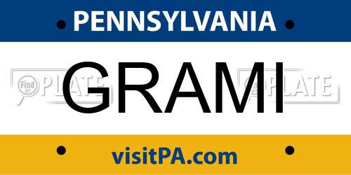 GRAMI Pennsylvania License Plate