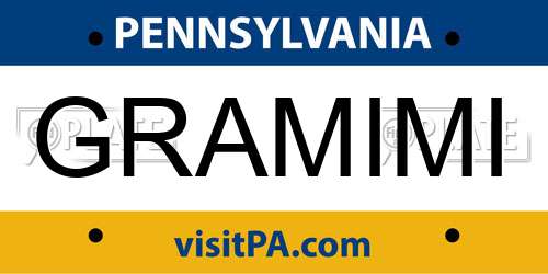 GRAMIMI Pennsylvania License Plate