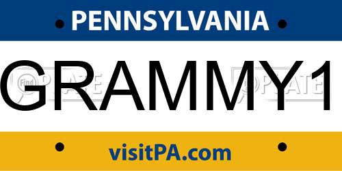 GRAMMY1 Pennsylvania License Plate
