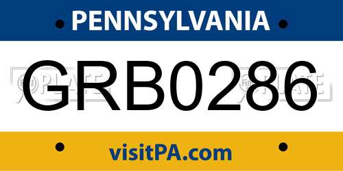 GRB0286 Pennsylvania License Plate