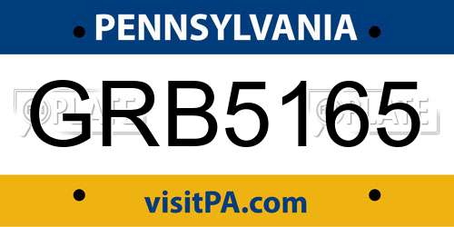 GRB5165 Pennsylvania License Plate