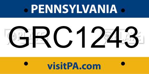 GRC1243 Pennsylvania License Plate