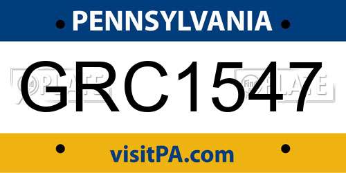 GRC1547 Pennsylvania License Plate