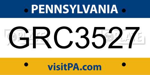 GRC3527 Pennsylvania License Plate
