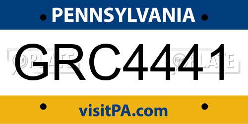 GRC4441 Pennsylvania License Plate