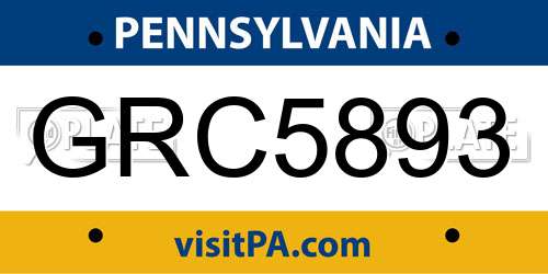 GRC5893 Pennsylvania License Plate