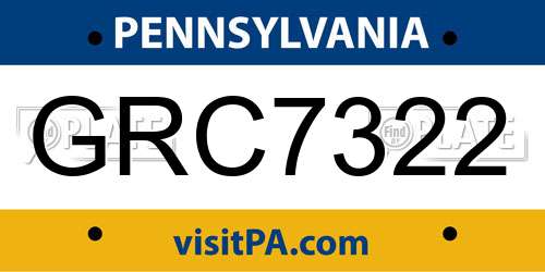GRC7322 Pennsylvania License Plate