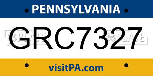 GRC7327 Pennsylvania License Plate