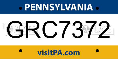 GRC7372 Pennsylvania License Plate