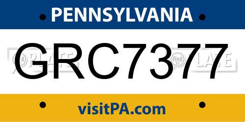 GRC7377 Pennsylvania License Plate